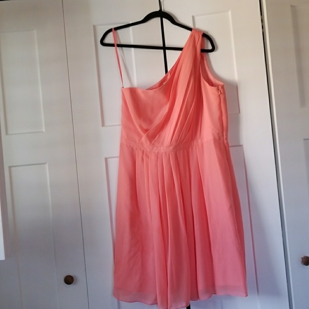 Coral One-Shoulder Bridesmaid Dress